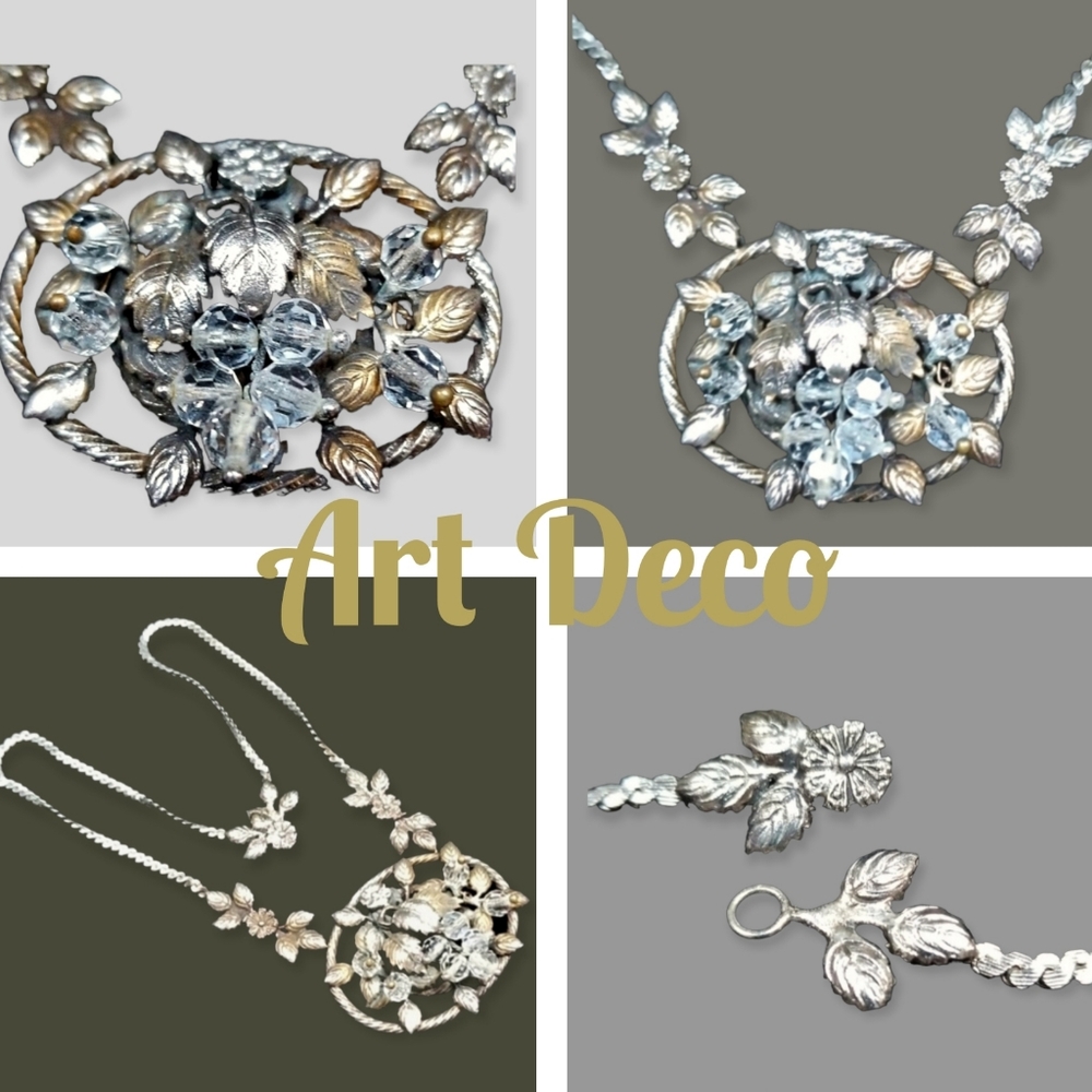 Vintage Couture 1920s Art Deco Czech Crystal Necklace